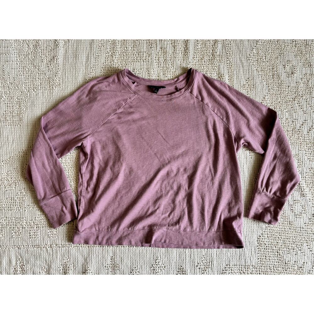 Banana Republic Slub Cotton Raglan Top Pink Purple Crew Neck Long Sleeve Large